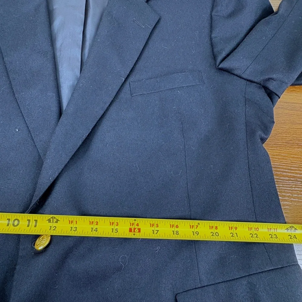 Stanley Blacker Mens‎ 50R Navy Blue 100% Wool Blazer Gold Crest Button USA Made